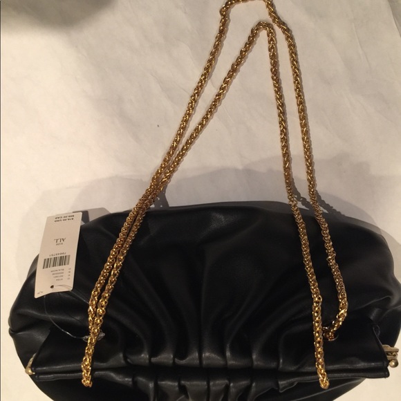 NWT Anthropologie pleated clutch shoulder bag BLAC - Picture 5 of 8
